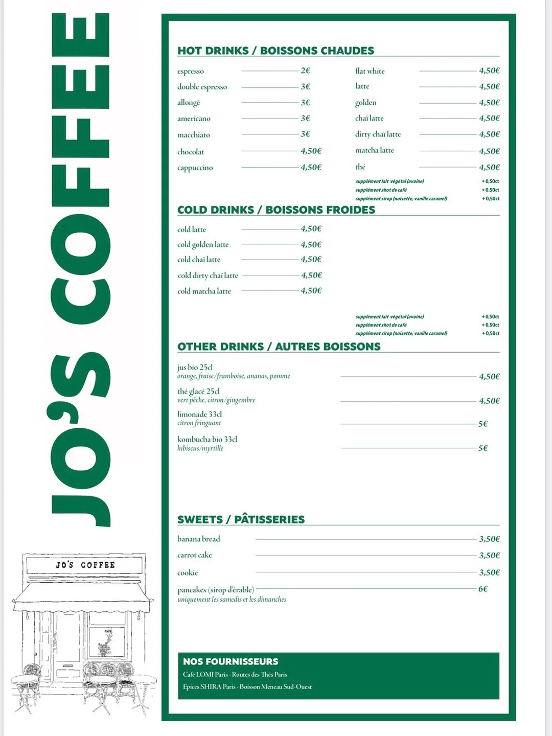 Boissons et douceurs Jo's Coffee